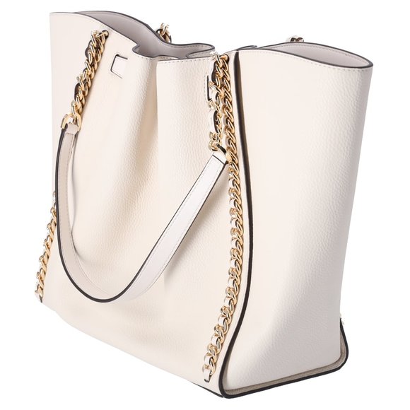 Michael Kors Mina Large East West Shoulder Bag Tote Pebbled Leather Light Cream - Picture 9 of 10